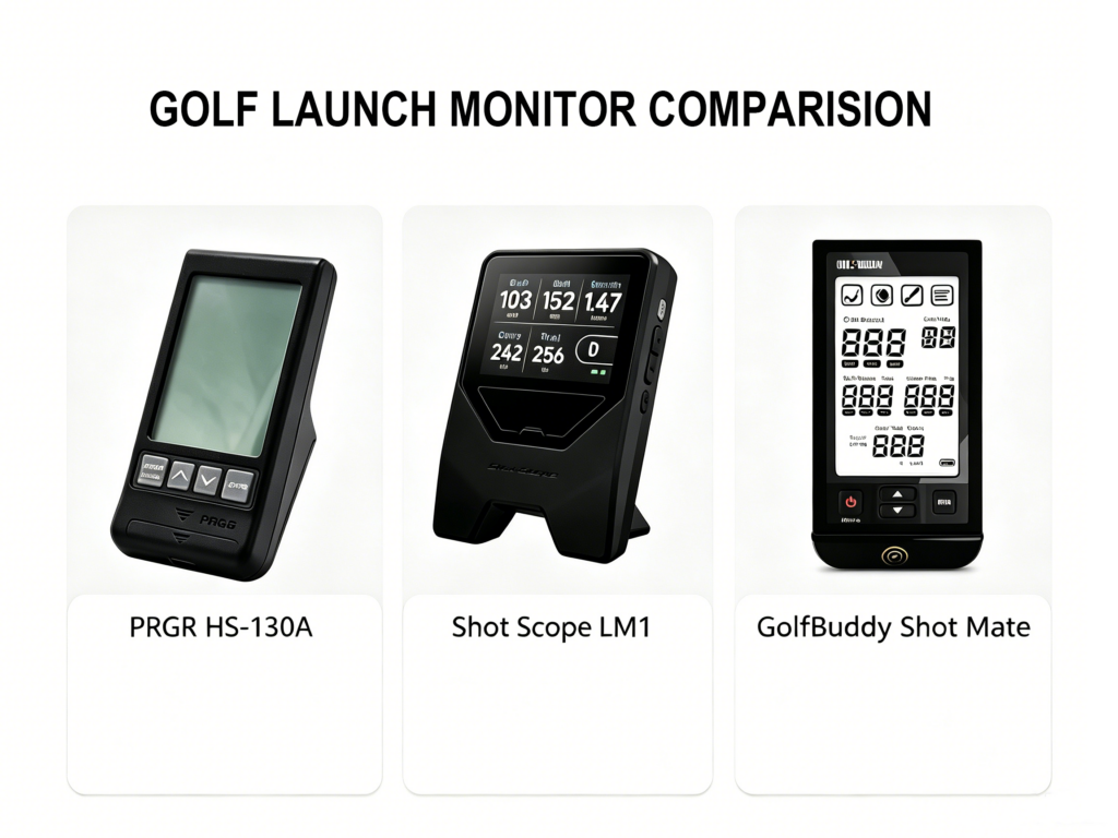 Complete Launch Monitor Comparison (2026) PRGR HS-130A vs Shot Scope LM1 vs GolfBuddy Shot Mate: