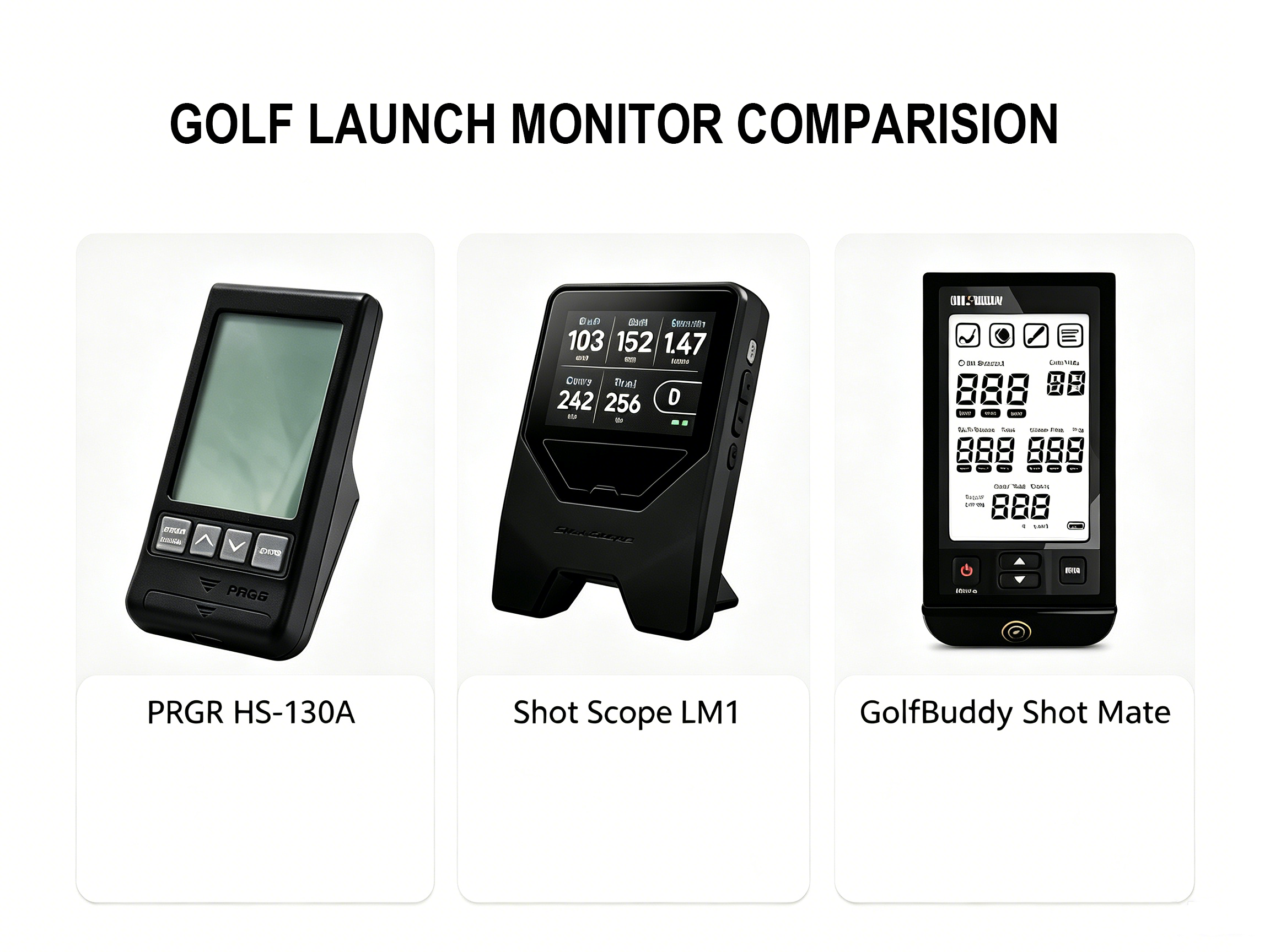 Complete Launch Monitor Comparison (2026) PRGR HS-130A vs Shot Scope LM1 vs GolfBuddy Shot Mate: